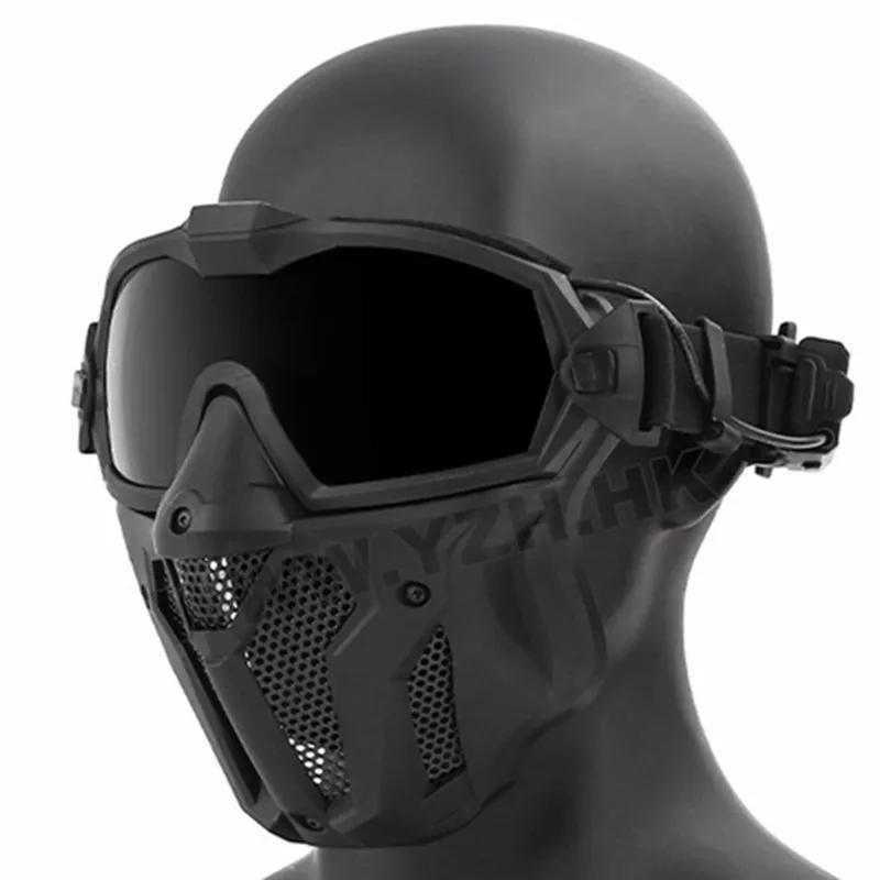 Tactical Airsoft Paintball máscara facial com ventilador, respirável, anti-nevoeiro, rosto cheio, protetora, caça, tiro, novo - Image 1