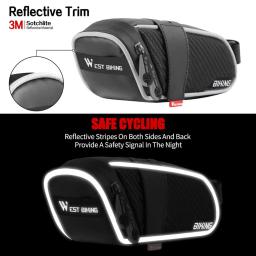 Oeste bicicleta-saco impermeável sela para mtb e bicicleta de estrada, saco reflexivo para o banco traseiro, acessórios de ciclismo - Image 3