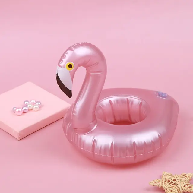 Suporte Inflável Rosa de Flamingo: Porta-Copo e Acessório Flutuante para Bebidas e Celular na Piscina e Praia