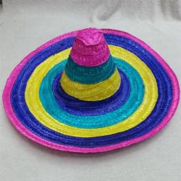 Chapéus de palha com aba larga para homem e mulher, materiais de festa estilo mexicano, para crianças e adultos, presente ao ar livre cores aleatórias, canudos decorativos redondos e coloridos - Image 2
