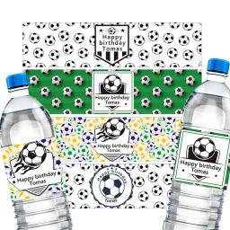Etiquetas personalizadas da etiqueta da garrafa de água do futebol do nome do aniversário - Image 1