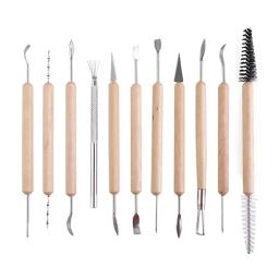 Kit de ferramentas para artesanato em argila, 11/25/61 peças, ferramentas para escultura, cerâmica, cabo de madeira - Image 4