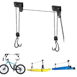 Bicicleta Grua Garagem Armazenamento Bike Lift Polia Sistema, Overhead Bike Rack, Cabide de teto, Heavy Duty, 60kg Rolamento - Image 1