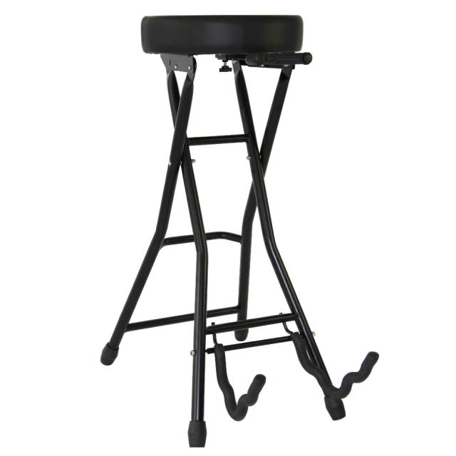 Assento Ergonômico para Guitarra com Almofada Acolchoada e Suporte Dobrável para Acústicas e Elétricas
