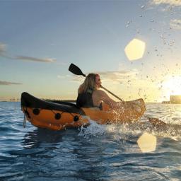 WolFAce Inflável Caiaque Pesca Barco Portátil Esporte Aquático com Paddle Bomba e Saco para 2 Pessoas Laranja 2023 Novo 331x88cm - Image 3