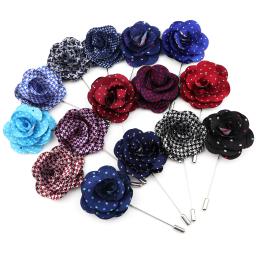 25 cores broches masculinos feitos à mão tecido floral lapela pino moda boutonniere dot pétala vara festa de casamento melhor homem acessórios - Image 1