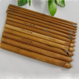 Novidade 12 peças 12 tamanhos gancho de madeira de bambu kit agulhas de crochê para tear ferramenta artesanato faça você mesmo acessório de tricô - Image 4