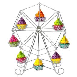 Suporte de bolo europeu branco, porta-cupcakes para festas, giratório, 8 copos, suprimentos, em cozinha, para casamento e casa - Image 5
