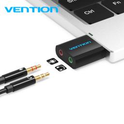 Vention-USB Sound Card para Laptop, Audio Interface, 3,5mm, Adaptador de microfone, Headset, Laptop, Headset - Image 1