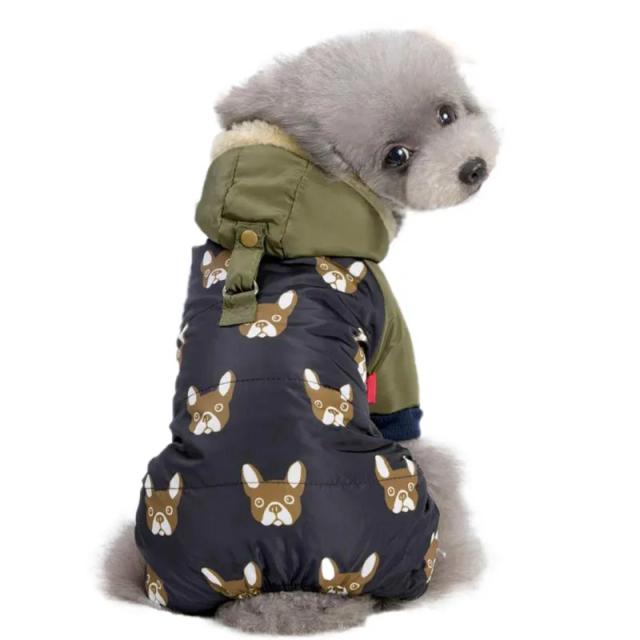 Jaqueta Impermeável e Quente para Cachorros com Capuz - Roupas Fashion para Chihuahua e Bulldog Francês