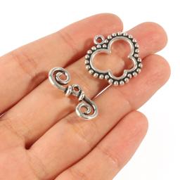 20 conjuntos de aço inoxidável prata cor prendedor pulseira toggle fecho fivela conector para fazer jóias ot fechos diy acessórios - Image 3
