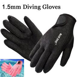 Luvas de mergulho profissional do neopreno, equipamento de mergulho quente, preto e rosa, alta qualidade, 1.5mm, 1 par - Image 1