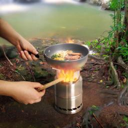 Fogão portátil para acampamento ao ar livre, queima de madeira, mini fogão leve de aço inoxidável, piquenique, churrasco, ferramentas de viagem e aventura - Image 6