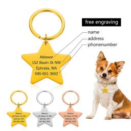 Pingente de estrela personalizado animal de estimação esculpido nome do gato etiquetas de identificação de aço inoxidável suprimentos para animais de estimação colar colocar acessórios perdidos - Image 2