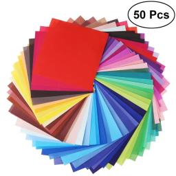 Papel Cores Vivid Folding para Artes e Ofícios Projetos, Single Sided Origami Folha Quadrada, 50 Folhas - Image 1