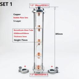 Torre de destilação od50.5 de 1.5 '(38mm) para fabricação de vinho doméstico, altura 385mm, torre de vidro de alta qualidade de 5 camadas. destilador de luar - Image 1