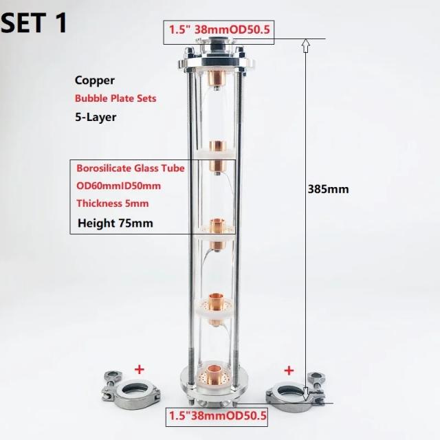 Torre de Destilação OD50.5 para Fabricação de Vinho Caseiro - Modelo de Vidro de Alta Qualidade com 5 Camadas e 385mm de Altura
