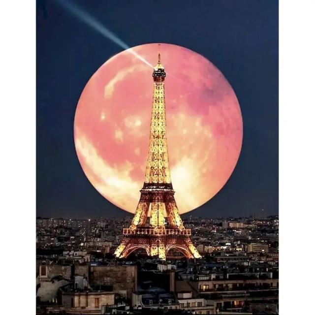 Pintura a Óleo por Números da Torre Eiffel - Kit DIY para Adultos - Arte de Paisagem para Decoração de Parede e Presentes