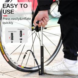 Oeste bicicleta-alta pressão moto pé bomba com manômetro, mini liga portátil bomba para válvula Schrader Presta, inflador de ar, 120psi - Image 3