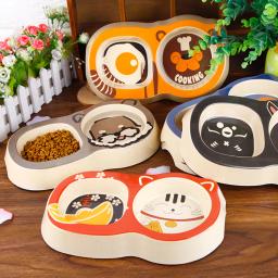 Tigela de fibra de bambu para animal de estimação, tigela antiderrapante para cachorro, comida e água, utensílios para mesa para gatos - Image 1