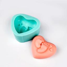 Molde de silicone para sabão e sabonete para bebês, forma de coração para os pés, molde para sabonete artesanal, argila e velas de resina - Image 3