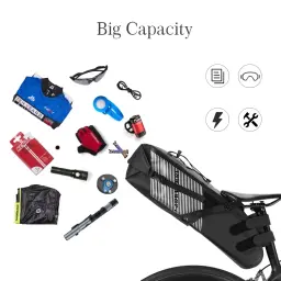Rockbros-bolsa para selim de bicicleta, 10-14l de capacidade, à prova d'água, dobrável, para ciclismo e traseira - Image 4