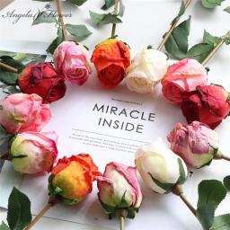 Rosa hidratante com sensação assada a fogo, flor artificial, adereços de casamento, arranjo floral, buquê de flores falsas, quarto, decoração de casa - Image 1