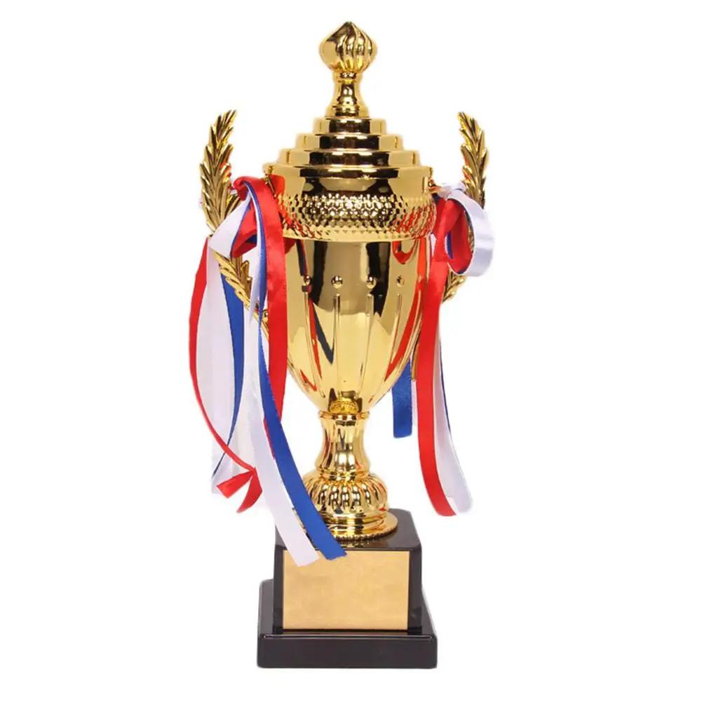 Grande Troféu De Ouro Copa Troféu Personalizado Fita Colorida Prêmio De Ouro Para Torneios Esportivos Competições Soccer Football League Match - Image 1