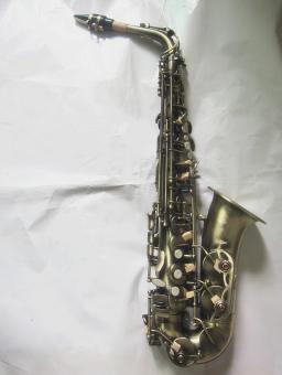 Saxofone mi-flat com acabamento antigo de alta qualidade, instrumento de sopro, saxofone, sax, concha, padrão de escultura em chave, efeito de sopro, com caso, outros - Image 1
