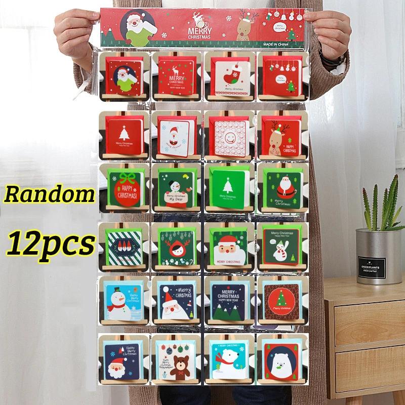 1/12/24/48 pçs/lote Criativo Mini Papai Noel Conjunto Feliz Natal Cartões de DIY Com Envelope Cartão do Ano Novo Cartão de Presentes - Image 1