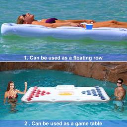 Mesa de drenagem inflável de cerveja, 28 copos de buraco e fileira flutuante de jogos de tênis de mesa, acessórios de piscina - Image 3