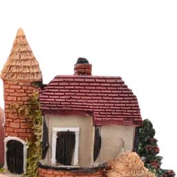 Bonito mini casa de resina em miniatura casa fada jardim paisagem casa decoração do jardim artesanato resina 4 estilos cor correu - Image 4