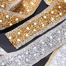 Qiao strass guarnição pérola fita de cristal ferro/cola em diy fita de corrente decorativa para strass guarnições decorações de vestuário - Image 5