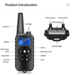 800m coleira de treinamento do cão animal estimação choque elétrico anti latido dispositivo controle remoto à prova dwaterproof água recarregável para todos os cães tamanho - Image 2