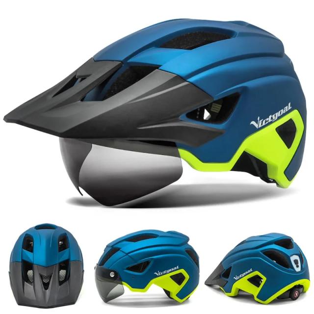 Vicgoal Capacete de Bicicleta LED com Viseira Integrada e Luz Recarregável
