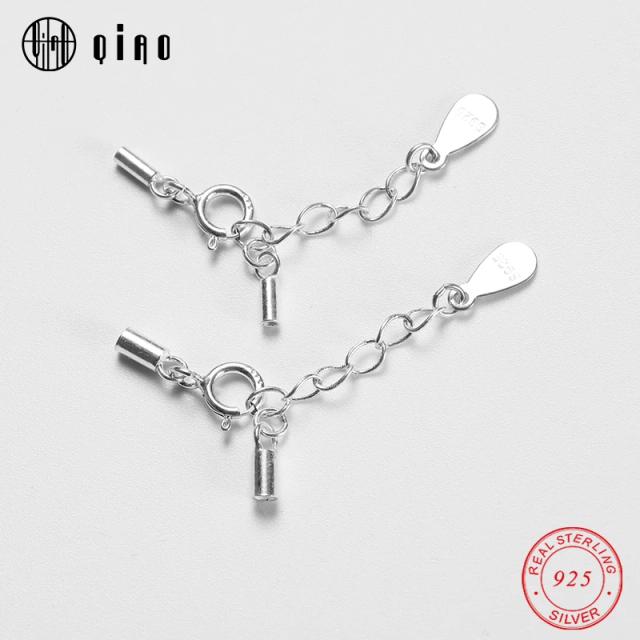 Fivela de Corda de Couro com Cauda 925 e Conectores de Prata Esterlina para Colares e Pulseiras 1.5-2.0mm, 25mm