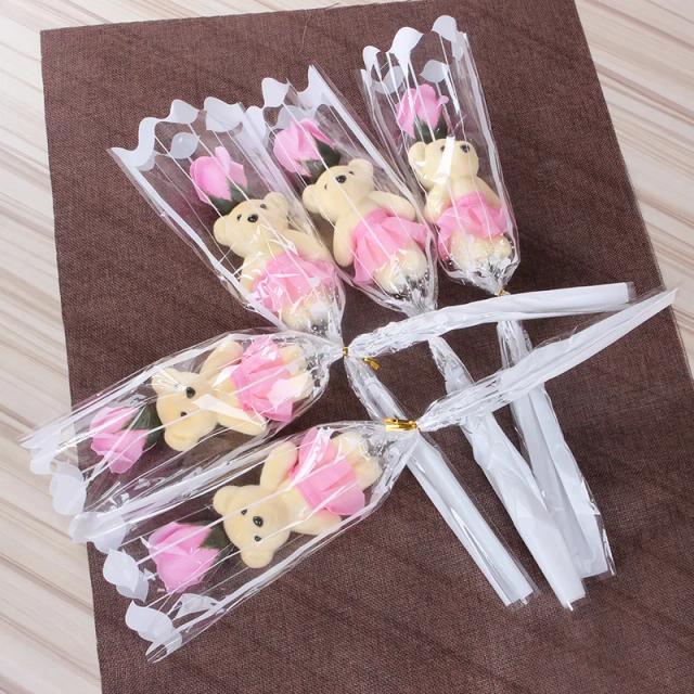 Sabonete Rosa em Forma de Urso com Pétalas: Presente Perfeito para o Dia dos Namorados, Casamentos, Dia das Mães e Dia do Professor - Pacote com 5 Peças