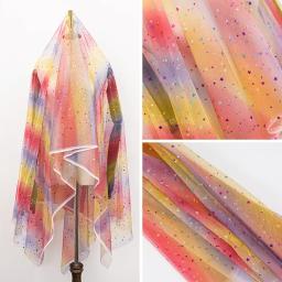 Tecido de tule barato para costura vestido infantil estrela tecido de malha para diy decoração de fundo colorido 45*135cm/pc - Image 2