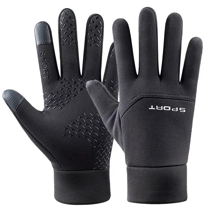 Luvas de ciclismo reflexivas antiderrapantes para homens e mulheres, quentes, touchscreen, correndo, impermeável, à prova de vento, velo, esportes de esqui, inverno - Image 1