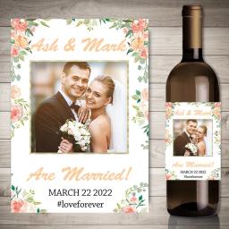 20 pçs personalizado garrafa de vinho adesivos personalize foto festa de noivado casamento impressão foto decoração etiquetas imagem qualquer texto - Image 4