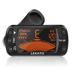 Lekato clip on afinador de guitarra metrônomo 3 em 1 sintonizador metrônomo elétrica ukulele tuner para instrumento musical - Image 1