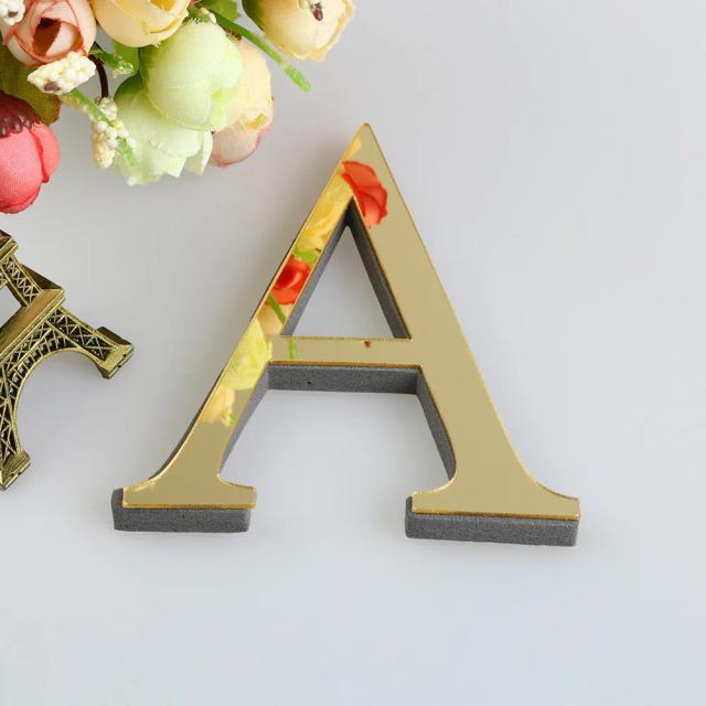 Etiquetas de Parede 3D em Acrílico Dourado com Letras e Números para Decoração e Arte de Parede, 15cm