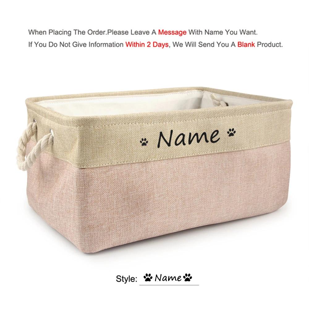 Cesta de brinquedos personalizada para cães e gatos Impressão gratuita, Pet Storage Box, DIY Custom Name, Brinquedos Roupas Acessórios, Organizar Armazenamento - Image 1