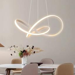 Curva simples e moderno luzes pingente de alumínio restaurante conduziu a lâmpada pendurada arte sala estar quarto estudo iluminação led lâmpadas nordic - Image 1