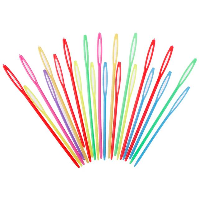 Conjunto de 10 Agulhas de Plástico para Tricô e Crochê - Ideal para Crianças e Projetos DIY com Fios de Lã (7cm e 9cm)