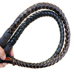 Chicote de equitação trançado feito à mão, 70 cm e 80 cm, para treinamento de corrida ao ar livre, couro de vaca, equipamento equestre - Image 1