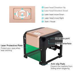 Máquina De Gravura Do Laser Do CNC, Cortador De Impressora De Marca De Logotipo DIY, Área De Trabalho 80x80mm, Gravador 3W, 3000mW - Image 2