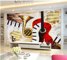 Mural de papel de parede personalizado, saxofone, piano, folha de música, europeu, retrô, barra de fundo, pintura de parede 3d - Image 2