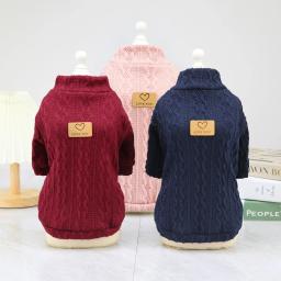 Suéter de malha para gatos, roupa fofa para cachorros, filhotes, clássica, rosa, outono e inverno, vestuário para animais de estimação - Image 2
