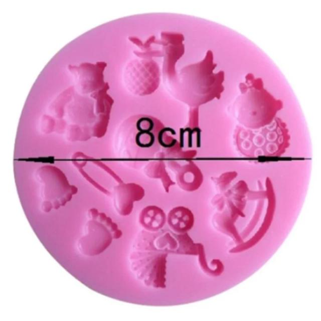 Molde de Silicone para Festa de Bebê: 4 Estilos para Confeitaria e Decoração de Bolos com Argila e Gelatina